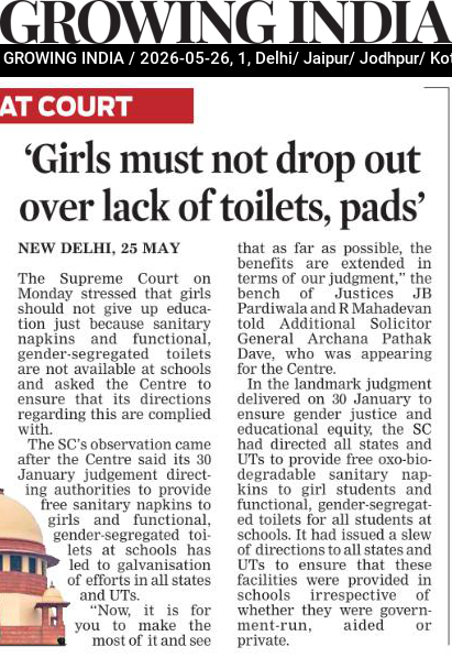 ‘Girls must not drop out over lack of toilets, pads’